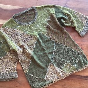 Mixed fibre hand knit custom sweater
